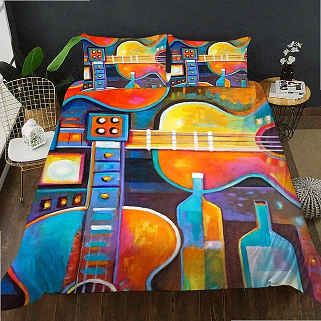 3D Music Violin Quilt Cover Set Bedding Sets Pillowcases