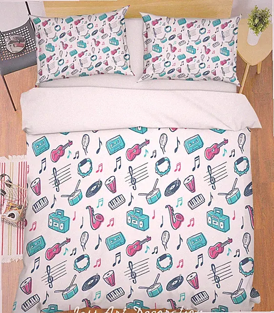 3D Musical Instrument Pattern Color Quilt Cover Set Bedding Sets Pillowcases 64