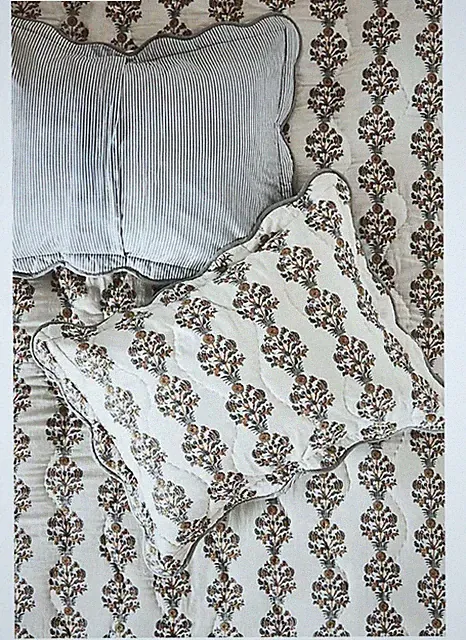 Anthropologie ILUKA SHAMS 2 King Pillow Shams Neutral Floral French Country NWT