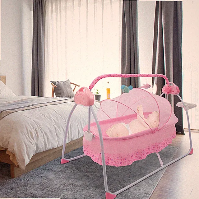 Auto Baby Swing Electric Swing Bed Crib Cradle +Mat+Net+Music w/ Remote Control