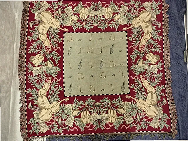 Belgian Jacquard Woven Music Tapestry Table Throw Bed Spread Occasional Cover...