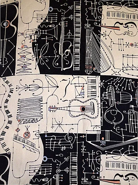 COOL SILK PILLOW SHAM,MUSICAL INSTRUMENTS & NOTES BLACK WHITE TOUCH of Color!