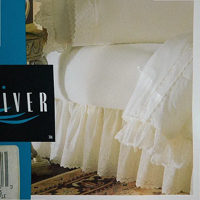 Dan River Bed Skirt Vintage New Ruffled Louisa Lace Ivory Eyelet Twin 50/50 NIP