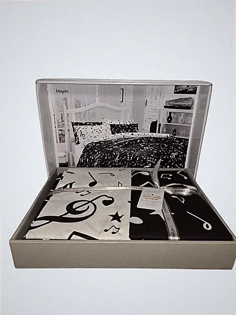 First Choice Major Double Quilt Cover Set Music Notes Black White NEW IN BOX