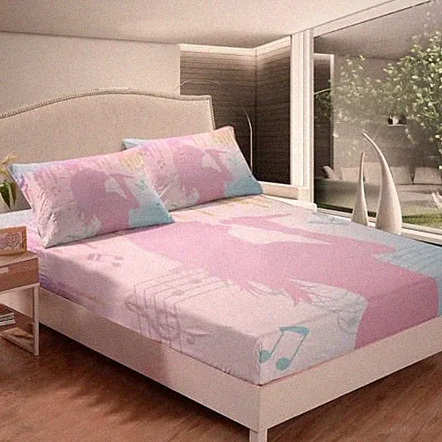 Girls Singer Bed Sheets Pink Music Bedding Set Twin (No Flat Sheet) Pink Blue