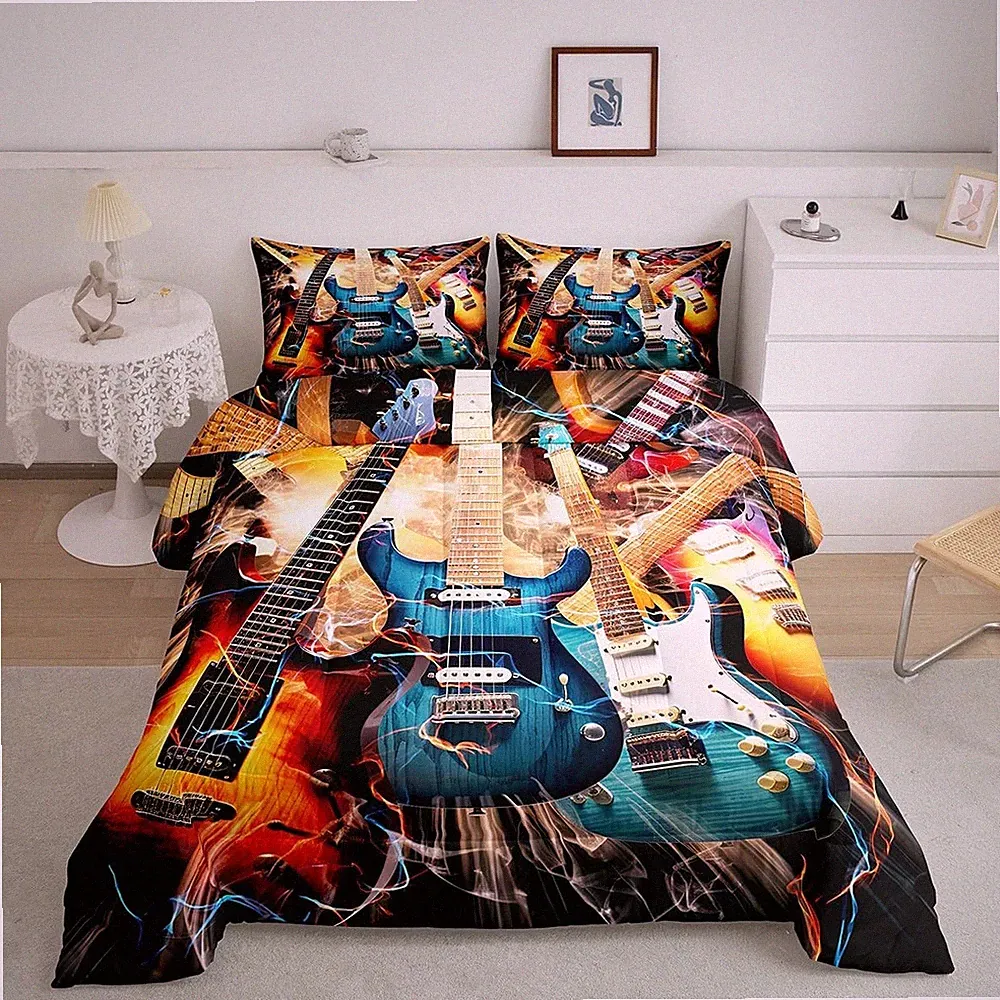 Guitar Comforter Rock Music Bedding Sets Lightning Queen, Pattern 231