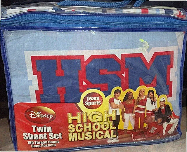 HTF Disney High School Musical Varsity Wildcat Twin Sheet Set~Cotton Blend~New!