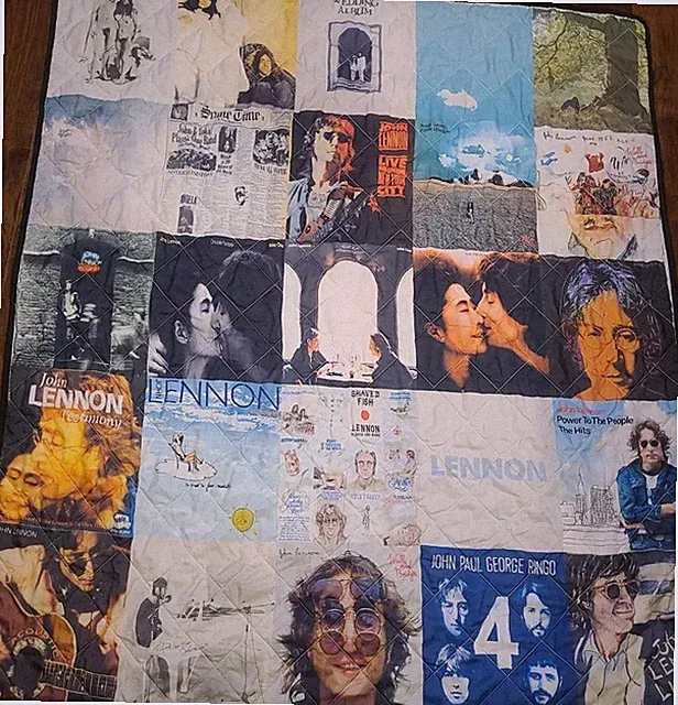 John Lennon Photo Blanket Quilt Throw Album Covers Records 52" x 58" Beatles