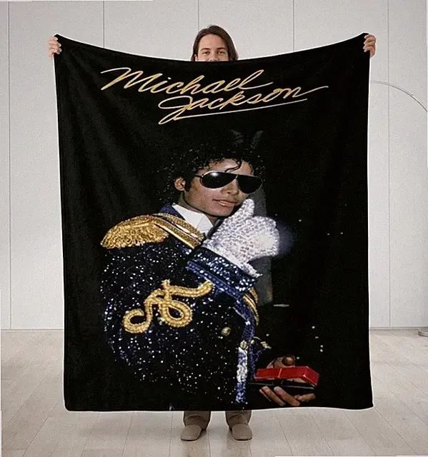 King of Pop Inspired Flannel Blanket Soft Cozy Throw Music Fan Gift