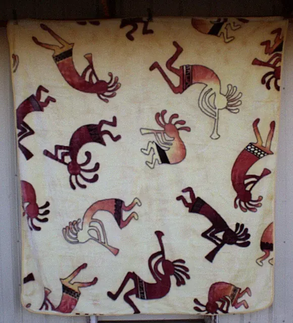 KOKOPELLI INDIAN HOPI MUSIC DANCE QUEEN SIZE BLANKET BEDSPREAD