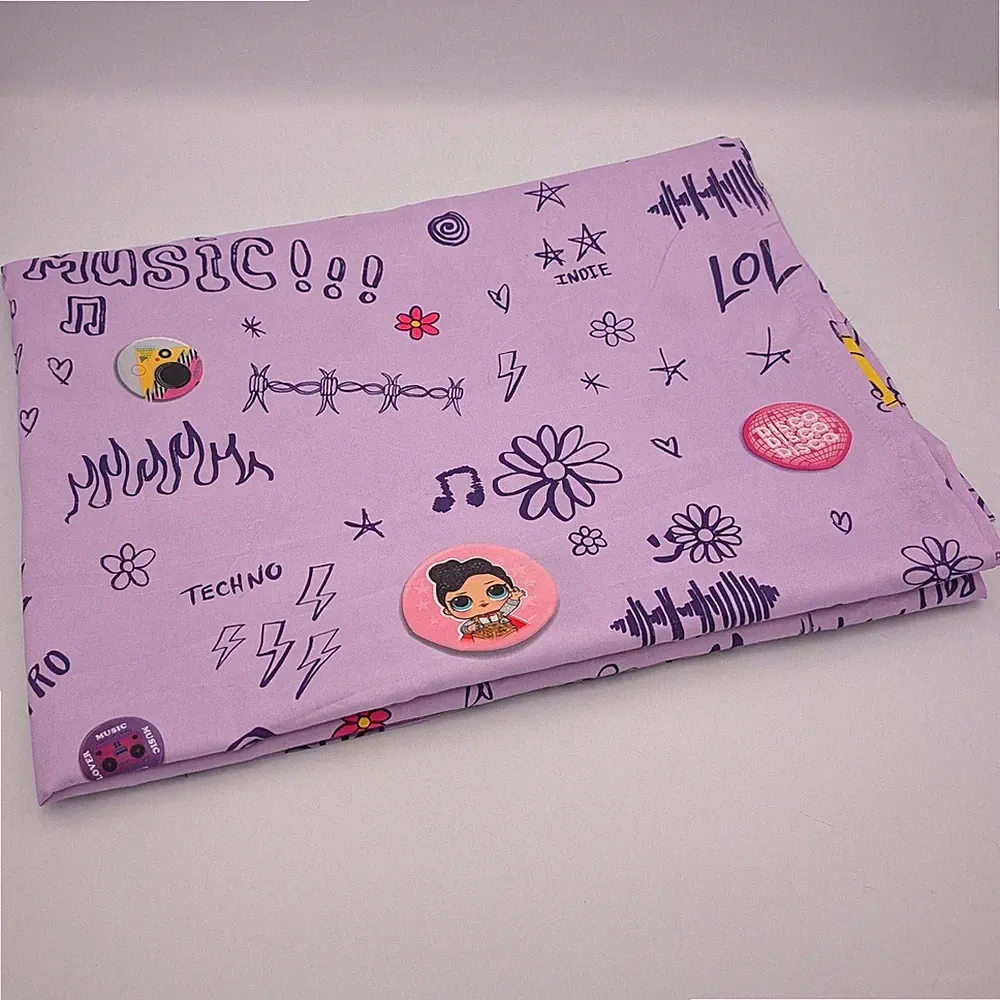 LOL Surprise Twin Flat Sheet Purple Music Punk Rockstar Fabric Bedding Crafting