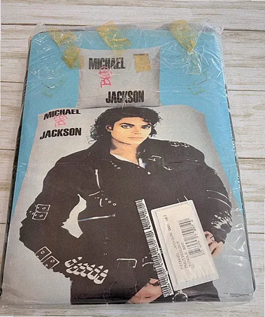 Michael Jackson Single Bed Quilt Duvet Cover Pillowcase Bad NEW 54"x78" Vintage