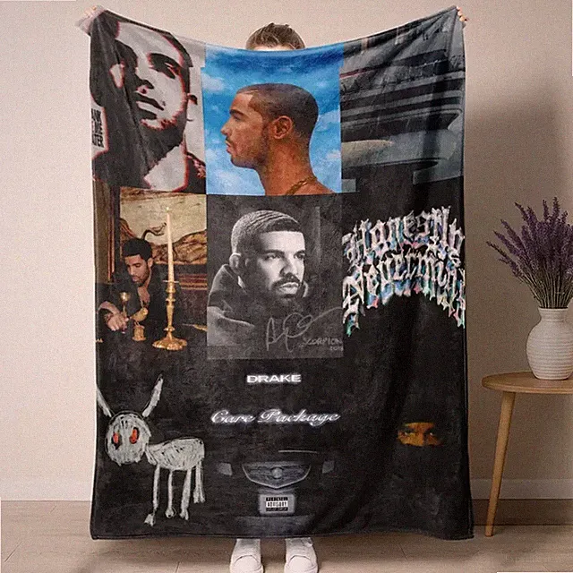 Music Artist Inspired Urban Style Flannel Blanket Warm Bed Throw