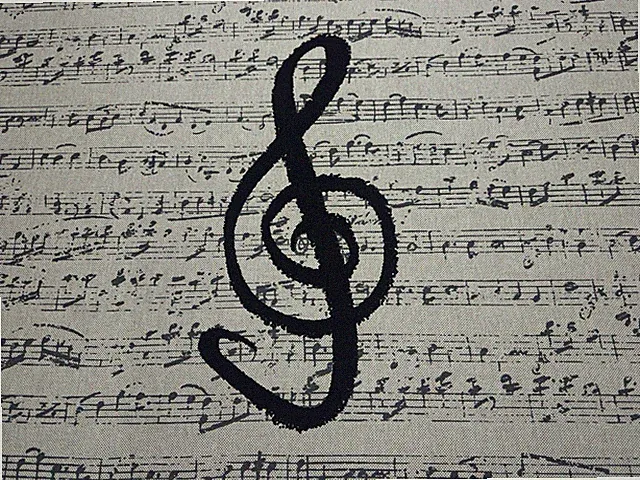 Music Note treble cleff duck cloth Upholstery craft Fabric- By The Yard