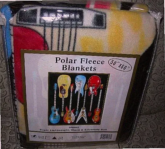 New Guitars Thin Polar Fleece Throw Gift Blanket Gibson Fender Soft NIP Guitar
