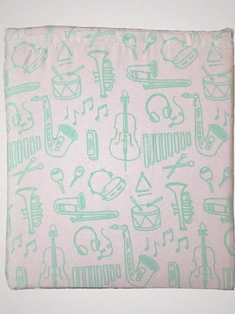 Pillowfort Sheet Set Green Musical Instruments Full Bed Size Microfiber Sheets