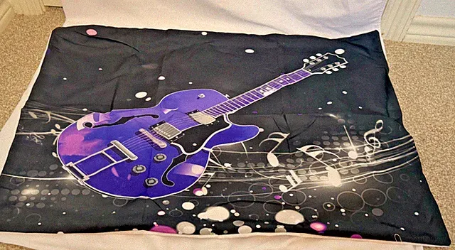 Purple Electric Guitar Duvet Cover Set Twin Music Bedding Zipper Closure NEW
