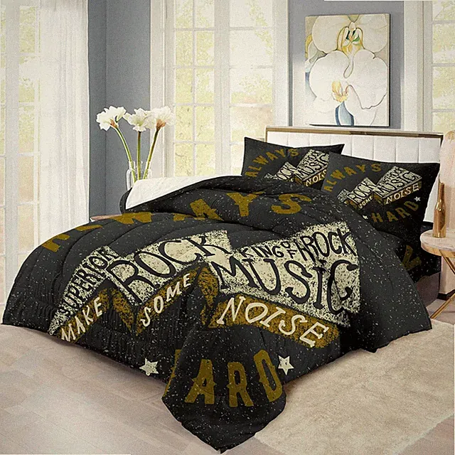 Rock Music Themed Comforter Set 3PCS Classic Punk Rock Heavy Metal Bedding Duvet