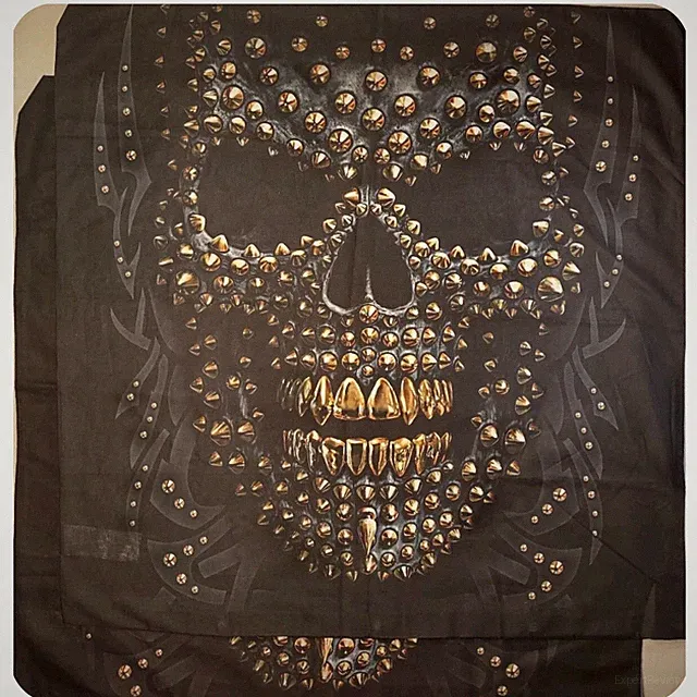 Set Of 2 Gothic Skull Euro Pillow Shams 32x32 Black Gold Studs Pillowcases