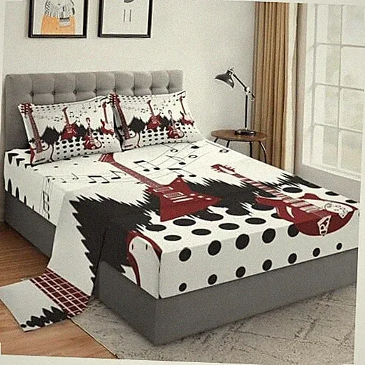 Size Bed Sheet Sets with Pillowcases, Guitar Rock Music 4 Queen Guitar Music