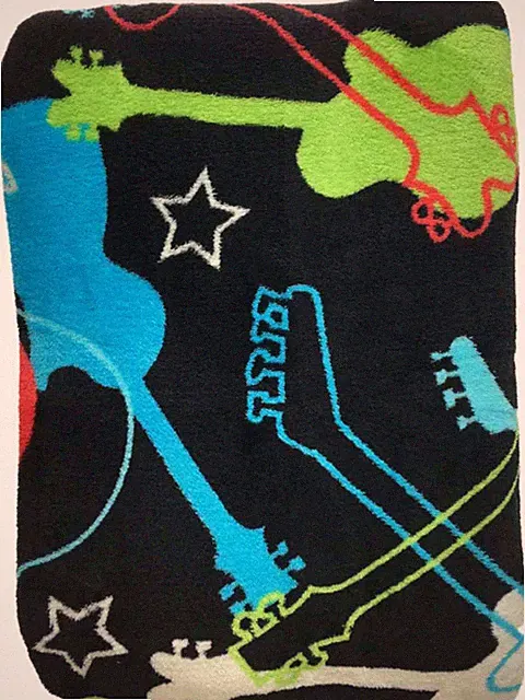 Soft & Comfortable Microplush Musical Guitars Twin Full Bed Fleece Blanket