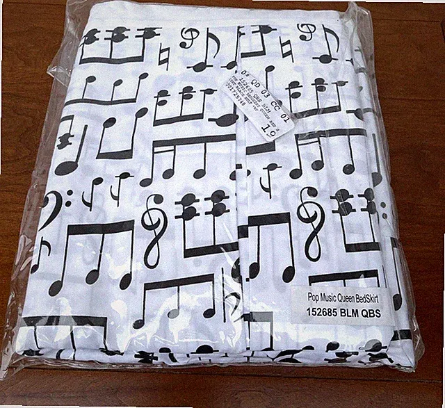 Vintage Music Notes Queen Bedskirt Modern Black and White from Delias New