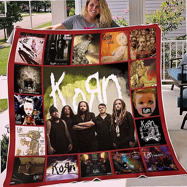 Vintage Rock Band Style Flannel Blanket Music Theme Bedding Decor Gift