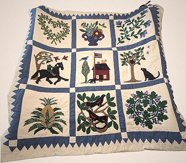 VTG Baltimore Album Quilt 80”X80” + 2 Shams & 2 Square Pillows Folk Americana