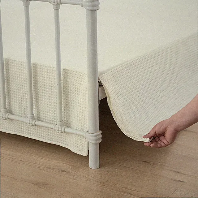 xuan dian Full Bed Skirt- 18 Inch Drop with Split Corners, Pleated Waffle Wea...
