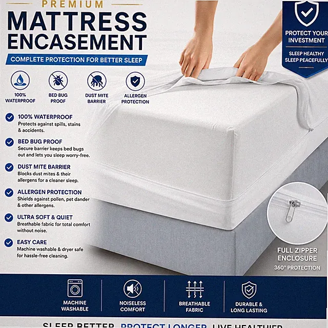Zippered Mattress Encasement Waterproof Bed Bug Proof Soft Breathable Cover